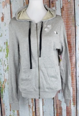 Material Girl Active Cremallera Completa Sudadera con Capucha Sudadera Envejecida Rasgada Gris XS Foto 1 de 4