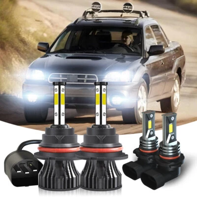 For Subaru Baja 2003-2006 6000K 4X LED Headlight High/Low Fog Lights Bulbs Combo - Image 1 of 4