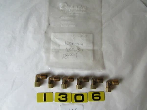 PARKER 169C-4-4 1/4" BRASS COMPRESSION ELBOW 90 DEGREE W/NUT&SLEEVE   LOT OF 6 - Picture 1 of 6