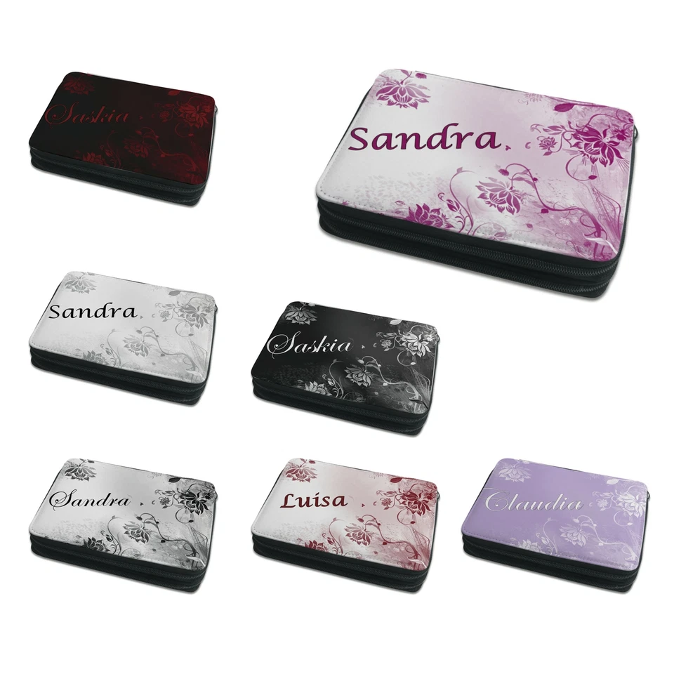 CREADESIGN Federmäppchen Federtasche Mäppchen mit Namen personalisiert Blumen