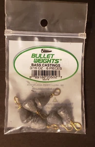 Bullet Weights Bass Castings 3/16 oz 6-Pack BRAND NEW - Picture 1 of 9