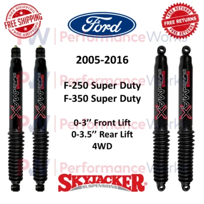 Juego de Amortiguadores Skyjacker Negro MAX 3" Delanteros y 3.5" Traseros Para 05-16 F250 / F350 SD 4x4 Foto 1 de 4