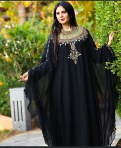 Sale! Royal Dubai Kaftan Abaya African Beaded Dress Arabian Jalabiya Caftan 1444