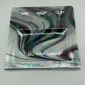 Art Glass Plate Dresser Tray Iridescent Swirl Pattern Purple 12”x11.75” - Picture 1 of 6