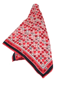VTG Vera Neumann Silk Blend Scarf APPLE A DAY Signed Red White Black 22” Square - Picture 1 of 6