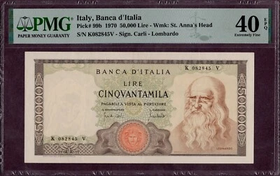 ITALIEN 50000 LIRE Banknote 1970 S/N K082845V Zustand II XF SPL P. 99b 40 EPQ - Bild 1 von 2