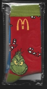 McDonadl's Canada GRINCH SOCKS 2024 Canadian Exclusive Sealed Adult Sized CA4 - Picture 1 of 4