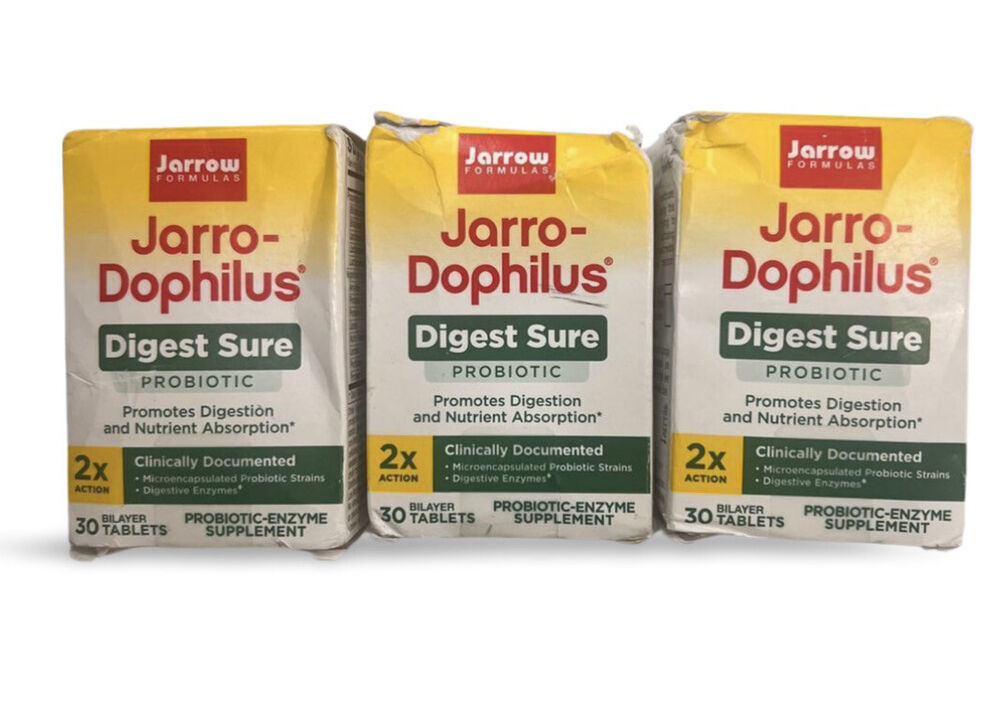 3Pack Jarrow Formulas Jarro-Dophilus Digest Sure Probiotic Enzymes 90 tabs Total