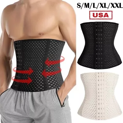 Men Waist Trainer Body Shaper Tummy Girdle Belt Belly Fat Burners Corset S-2XL - Image 1 of 4