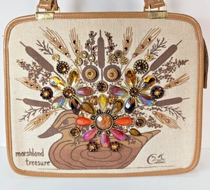 Enid Collins Of Texas 60s Purse Jeweled Tote Handtasche "Marshland Treasure" Duck - Bild 1 von 20
