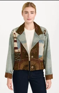 Painted Pony Jacket Womens Large Multicolor Tapestry Lighthouse Novelty 90s NWT - Picture 1 of 15
