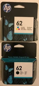 Cartouches d'encre d'origine HP 62 noir + 62 tricolores combo pack 2025 - sans boîte - Photo 1/3
