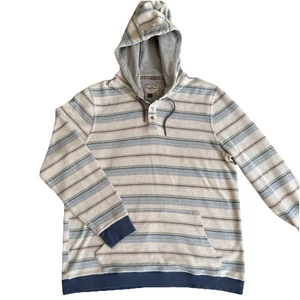 Flag & Anthem Hooded Henley Sweatshirt Mens XXL Striped White Blue Multicolor - Picture 1 of 6