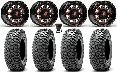 Fuel Lethal 15" Wheels Orange 32" RocScraper Tires Polaris RZR XP 1000 / PRO XP — 第 1/4 张图片