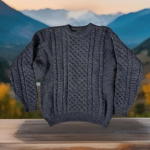 Vintage L.L Bean Fisherman's Cable Knit Wool Sweater Made in Ireland Men's Med - Picture 1 of 5