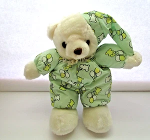 VTG 90's Emson Green Glow in Dark Teddy Bear Plush Balloon Pj's Stuffed Animal - Picture 1 of 6