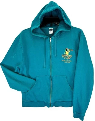 Sudadera con capucha Rain Forest Café vintage para mujer XL azul cremallera completa logotipo bordado Y2K Foto 1 de 4