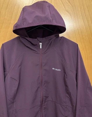 Chaqueta cortavientos Columbia para mujer L púrpura oscuro impermeable con capucha y caparazón de lluvia Foto 1 de 4