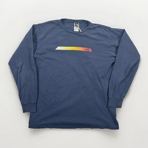Vintage Y2K The North Face Graphic Men's Medium Navy Blue Long Sleeve Shirt - Picture 1 of 6