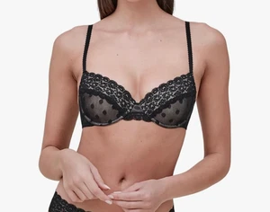 Neu mit Etikett Skarlett Blue Dare Everyday Demi T-Shirt-BH schwarz Spitze | 30DDD - Bild 1 von 2