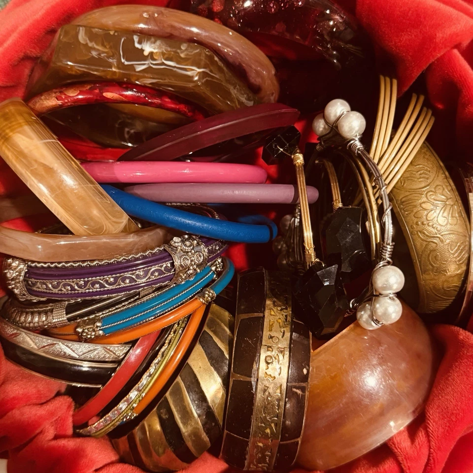 Lote Pulsera Brazaletes Gruesos Y2k Vintage Resina Acrílico Plástico Vintage Boho Foto 1 de 3