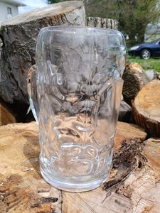 Vintage German Made Grübchen Glas 1L Bierkrug ohne Etikett 8" - Bild 1 von 11