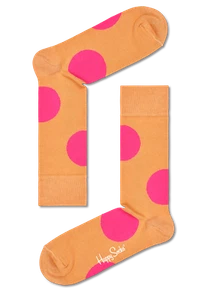 Happy Socks Brown & Pink Polka dot Unisex Premium Cotton Socks 1 Pair Size 4-7 - Picture 1 of 1