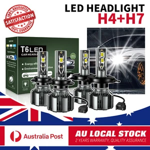 Combo H4 H7 LED Headlight Kit Globe 6000K Bulbs Front For SUZUKI SWIFT 1999-2010 - Picture 1 of 13