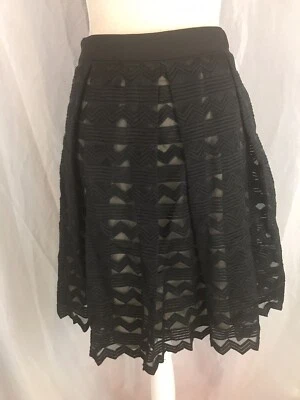 Falda Negra Texturizada Malla Línea A Plisada Rosa Sin Fin Talla S Foto 1 de 4