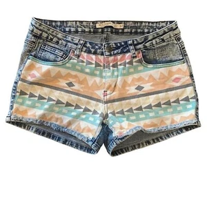 Damen-Jeansshorts Iris Aztekenmuster vorne Acid Wash Denim Größe Large - Bild 1 von 6