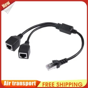 RJ45 Male to 2 Female Splitter DSL LAN Network Ethernet Adapter Cable - Afbeelding 1 van 8