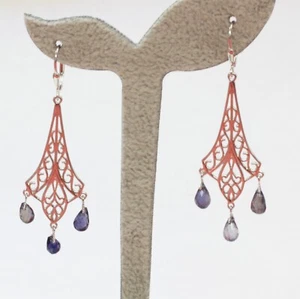 Exclusive 3,6 Carat Iolite Earrings 925 Silver Sapphire Water Luchssaphir Brisur - Picture 1 of 6