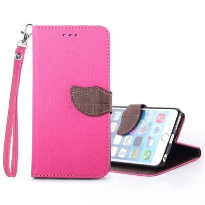 XUNDD Hojas Funda Hebilla Cuero PU Estuche de Transporte con Soporte iPhone 6 Rosa Foto 1 de 2