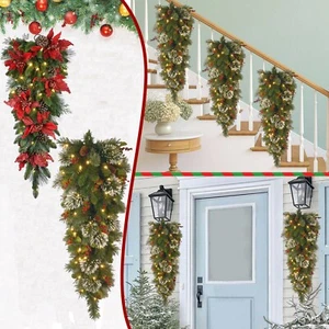 Cordless Prelit Stairs Decoration Lights Up Christmas Decoration LED Wreath NEW - Picture 1 of 14