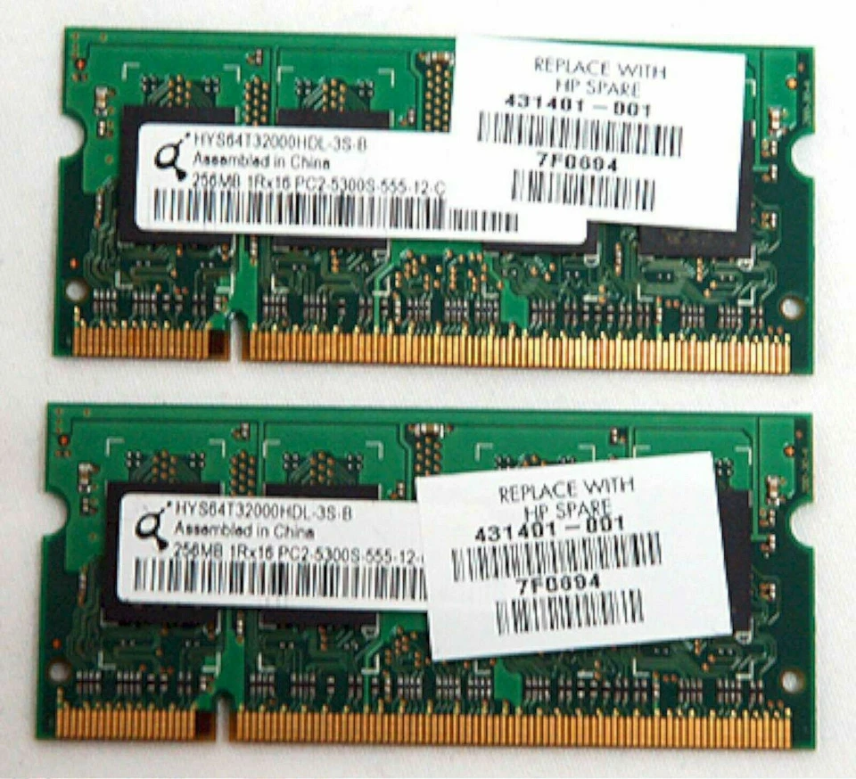 NEW HP Pavilion dv6000 Laptop 1GB DDR2 RAM 431402-001 2 Memory Sticks DDR-2 - Image 1 of 4