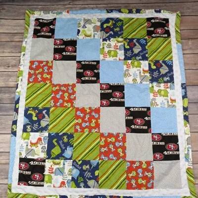Manta de seguridad casera para bebé SF 49ers fútbol dinosaurios  Foto 1 de 4