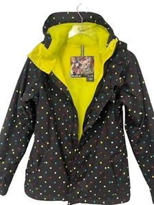 Burton DryRide Society Women Hooded Zip Ski Jacket Colorful Black Snowboard Sz S - Picture 1 of 11