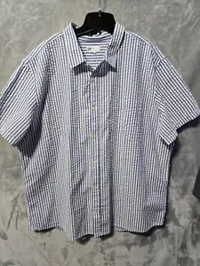 NWOT GAP Seersucker Shirt Mens XXL Blue White Stripe Short Sleeve Preppy Beach - Picture 1 of 5