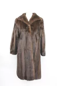 ECCELLENTE GIACCA CAPPOTTO IN PELLICCIA DI VISONE CANADESE SCURO DONNA TAGLIA 4 SMALL - Foto 1 di 3
