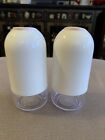 Tupperware Salt & Pepper Shakers Pink Top White &Clear Container