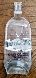 LARGE HEAVY FLATTENED GREY GOOSE VODKA 1.75 LITER GLASS BOTTLE CHEESE BOARD TRAY - Picture 1 of 14