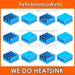Refroidisseur électronique dissipateur thermique aluminium auto-adhésif bleu 9x9x5mm - Photo 1/4