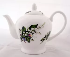 Lily of the Valley Teapot Fine Bone China 20oz Lilies Small Teapot Decorated UK - Picture 1 of 3