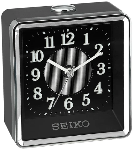 Seiko Rooney Bedside Alarm Clock with Silent Sweep Hand. QHE142KLH Cover