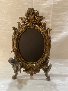 Antique Victorian Brass Ornate Photo/Mirror Frame Angel Cherub Easel Back 7289 - Picture 1 of 7