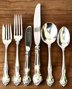 Gorham STERLING SILVER English Gadroon Flatware Set For 8 Service 50 PCS Extras - Picture 1 of 8