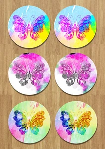 Butterfly Drink Coasters Set of Six Neoprene - Foto 1 di 1
