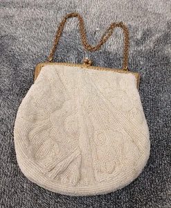 Ladies 1920s French cream beaded evening purse - Picture 1 of 4