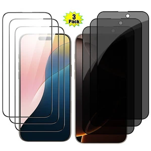 3 Stück Hartglas Klar/Sichtschutz Displayschutzfolie für iPhone 16, Plus, Pro Max - Bild 1 von 30