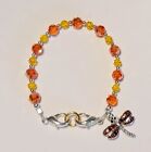 Crystal Round Beads Orange & Yellow Medical Alert ID Replacement Bracelet Summer